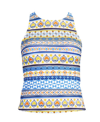 NWT~ Lands End sz 6 Tankini Swimsuit Top High Neck Mosaic Multi Color 8.28