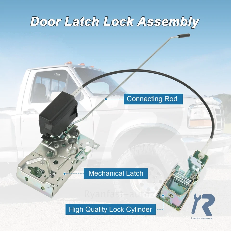 Door Latch Lock & Cable Rod Kit Front Right Passenger For Ford F-Series Bronco Foto 3 de 4