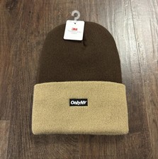 Only NY Cuffed Beanie 2 Tone Brown Tan Patch Logo Winter Hat Cap 3M Thinsulate
