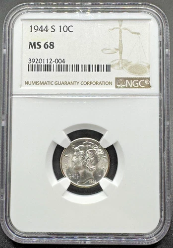 New Listing1944-S MERCURY SILVER DIME NGC MS68 04XFC26