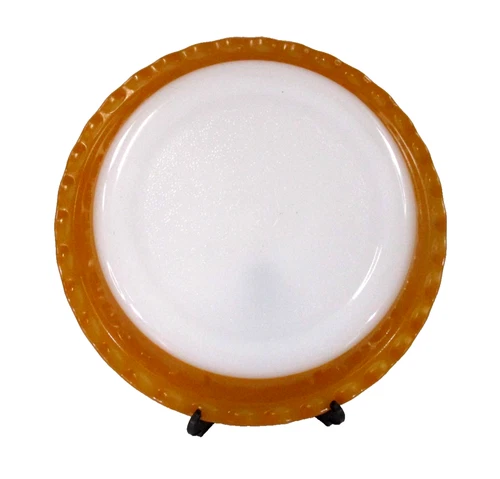 Agee Pyrex Pie Flan Dish 19cm Vintage Milk Glass O-PRS-8 5 Orange Scalloped Edge