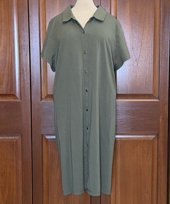 J. Jill Women s Dress Green Kale Button Up Casual Shirt Style Stretch Sz XL