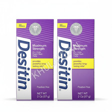 2 Pack Desitin Maximum Strength Baby Diaper Rash Cream with 40 Zinc 2 Oz 57g 