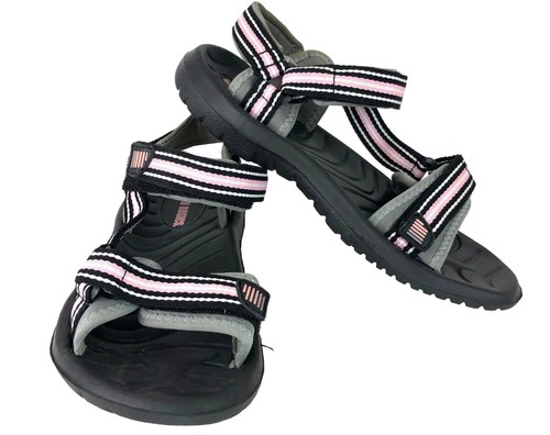 Beach Basics Womens SIze 6 Pink & Gray Adjustable Sandals Beach Pool Lake - Picture 2 of 12