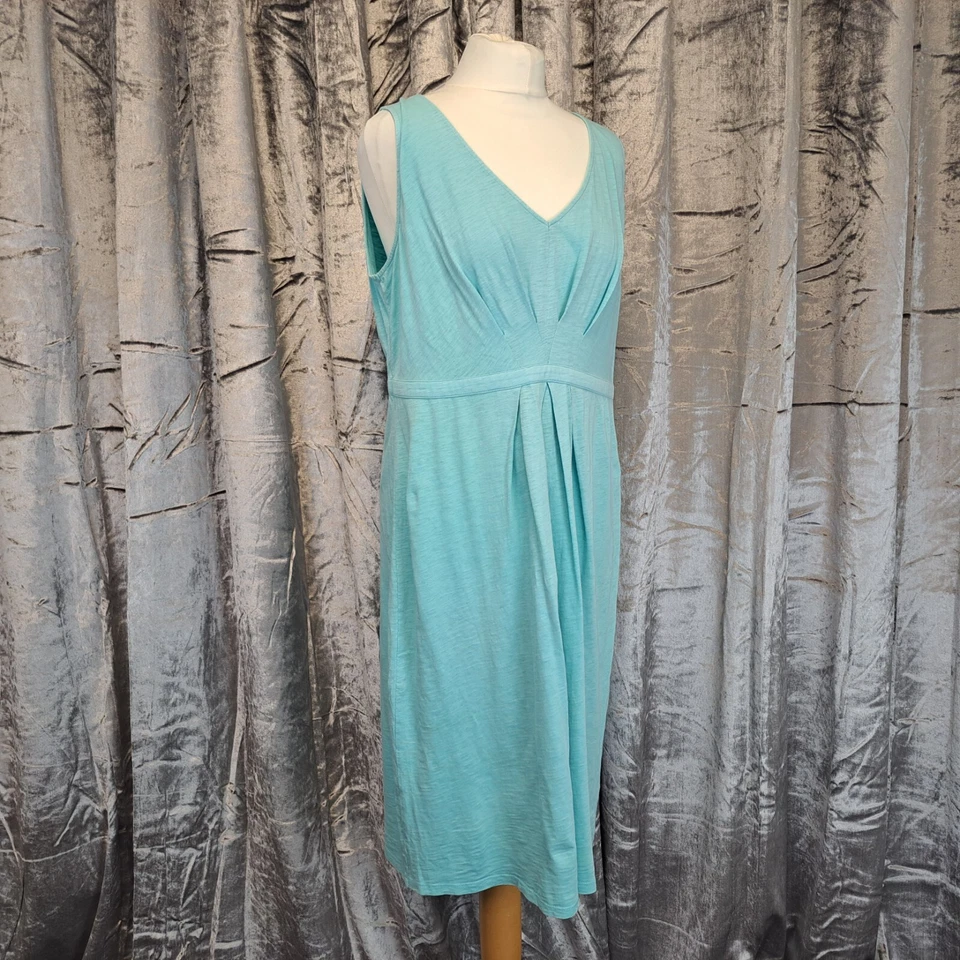 Boden Dress Turquoise Blue UK 16 L Tall Below Knee Jersey 100% Cotton - Image 3 of 4