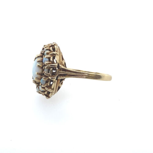 VTG Fine Estate Jewelry 14K Yellow Gold Natural Opal Cluster Ring - Picture 3 of 4