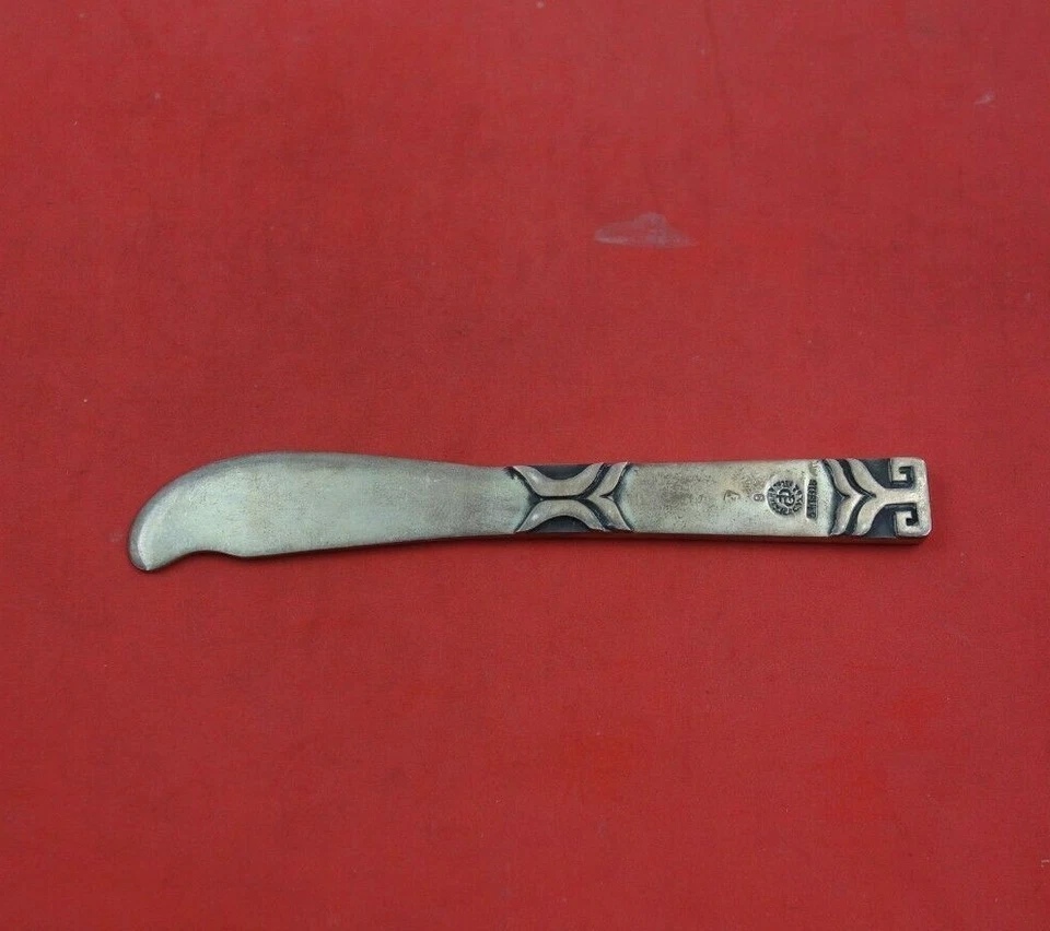 Aztec by Pedro Castillo Mexican Sterling Silver Butter Spreader Flat Handle 5" - Image 2 of 3