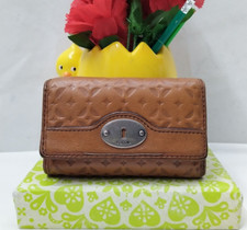 Fossil Brown Leather Credit Card ID Window Trifold Wallet