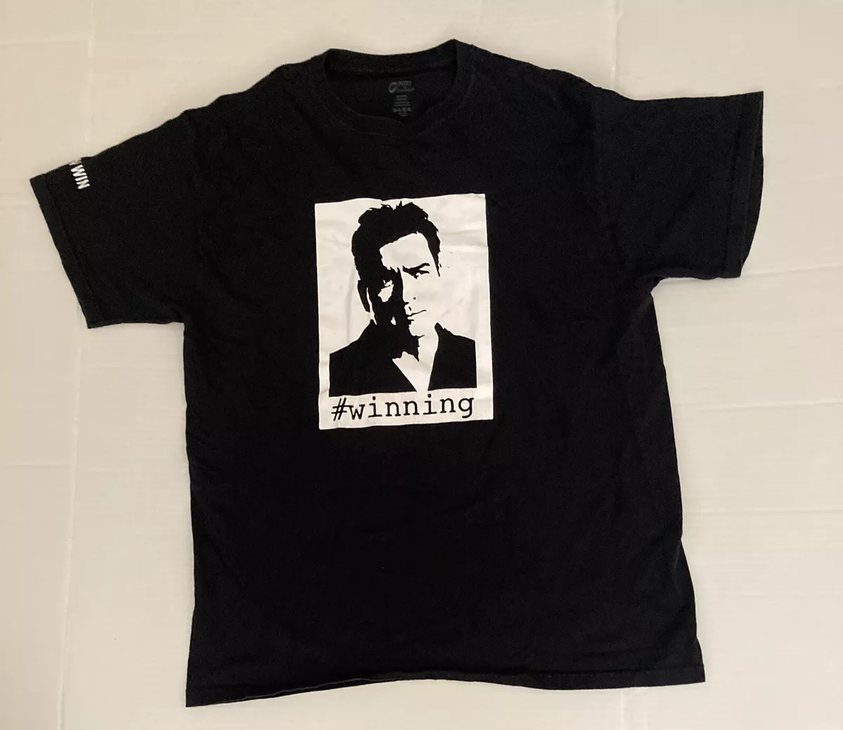Vintage charlie sheen shirt Winning Rare Black Xl Double Sided Tiger Blood