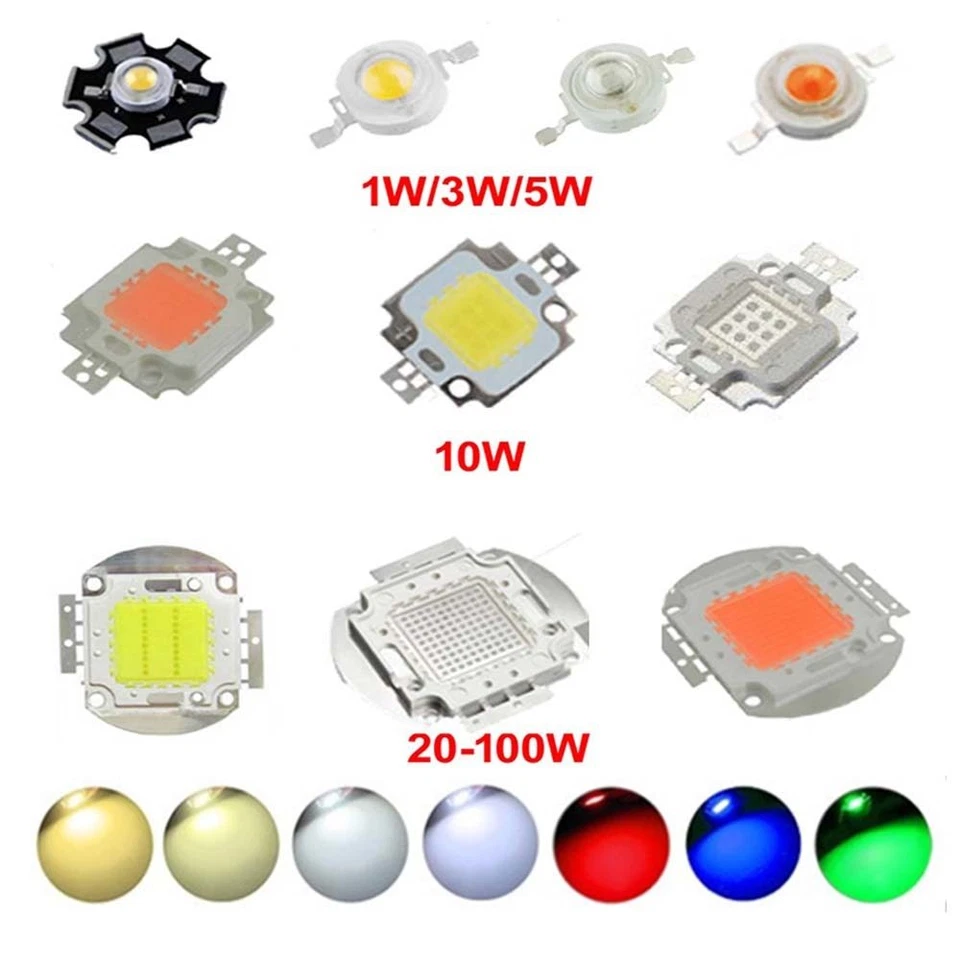 High Power LED Chip 1W-100W COB SMD LED Bead White RGB UV Grow Full Spectrum - Image 2 of 4