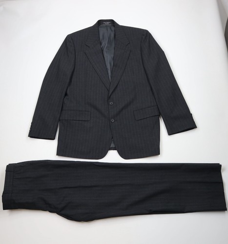 Hardy Amies, Vtg 70s Savile Row Hardy Amies Mens 44L Pinstriped Wool 2 Piece Suit Wedding USA