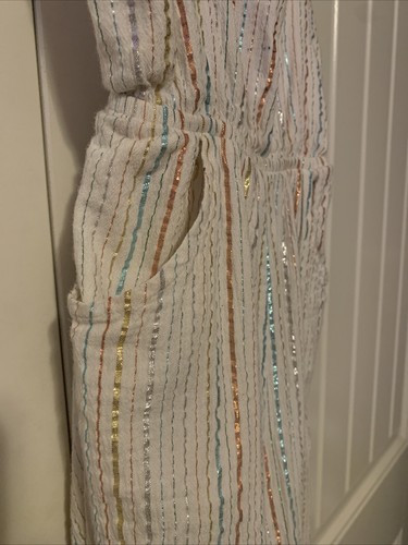 Cat and Jack MultiColored Metallic Striped Sleeveless Romper Girl's Small 6/6X - Picture 4 of 11