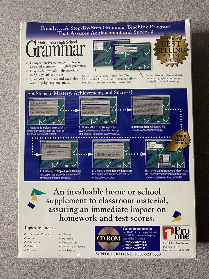 Multimedia High School Grammar (PC 1995 Pro One 2 Disc) Vintage Windows Software - Image 3 of 4