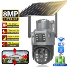 Solar Battery Powered Wireless WiFi Outdoor Pan/Tilt Home Security Camera System