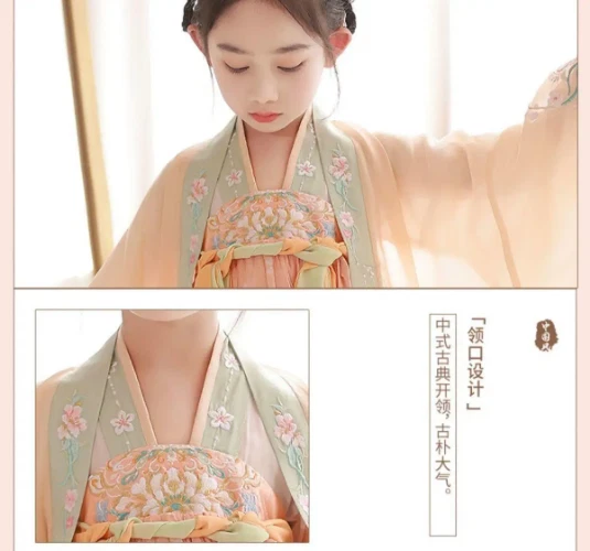 VETEMENTS Costume bambina canafu ricamo floreale fata principessa abito cinese abbigliamento da palco