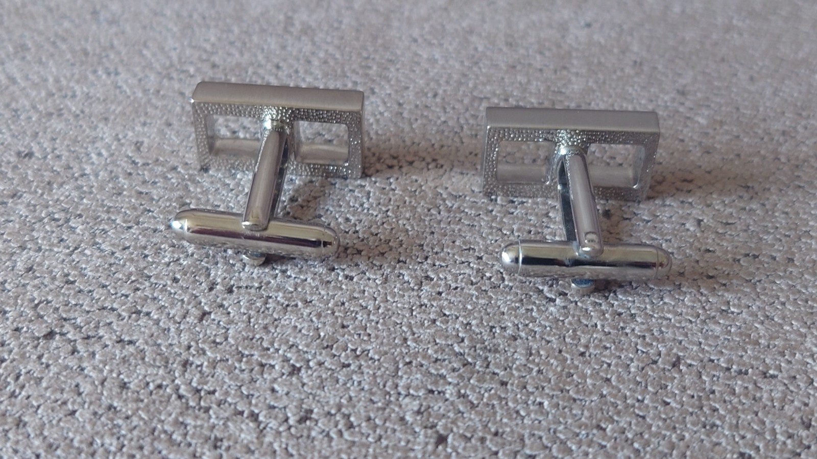 Rectangle Square Cufflinks Silver Tone Window Sha… - image 3