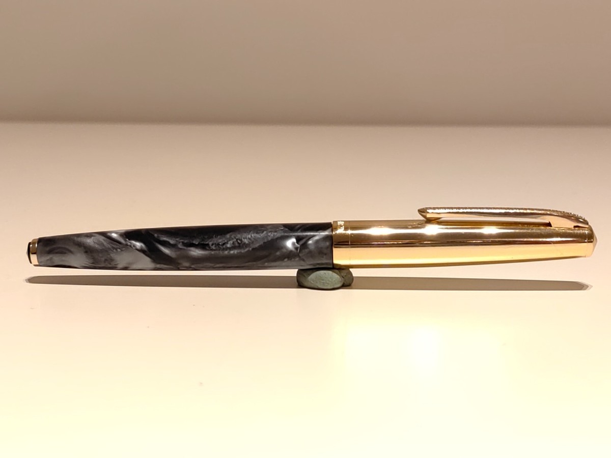 VINTAGE NOS RARE CHINA MARBLE GREY FOUNTAIN PEN 