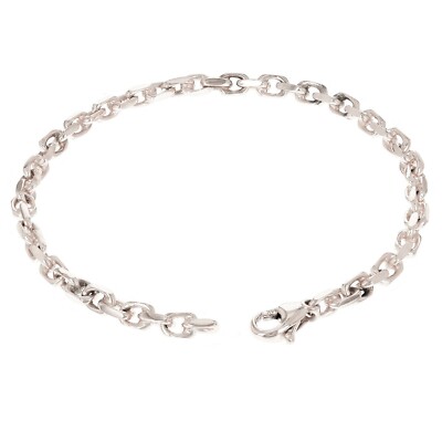 10k Weißgold massiv Handarbeit Glieder Anker Kette Armband 7'' 4,5 mm 11,5 Gramm