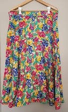 Vtg Talbots Linen Midi Skirt Sz 14 Button Front Hawaiian Floral 90s Art Teacher