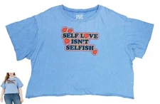 Modern Lux Self Love Isn't Selfish Plus Size Short Sleeve T-Shirt 3X NWT Cyan
