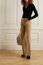 NWOT Nili Lotan Khaki Florence Corduroy Wide-Leg Pants Size US 00 395