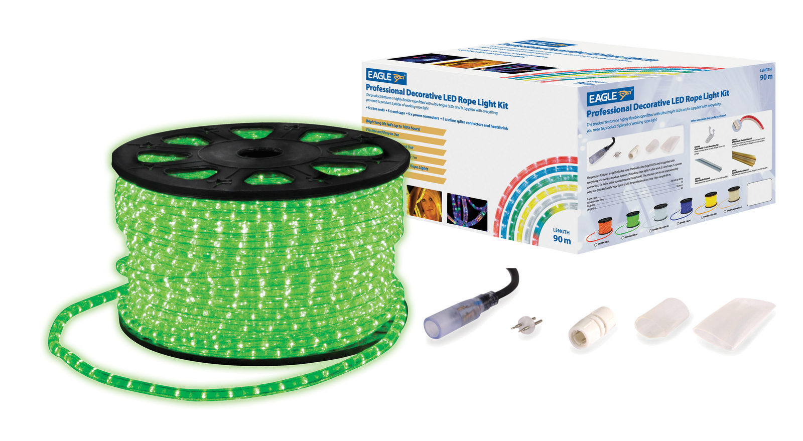 LED Rope Light Kit With Wiring Accessories Kit 90m