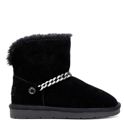 Café Noir Stiefeletten DR6010 Wildleder schwarz mit Kette AUS LISTENRABATT