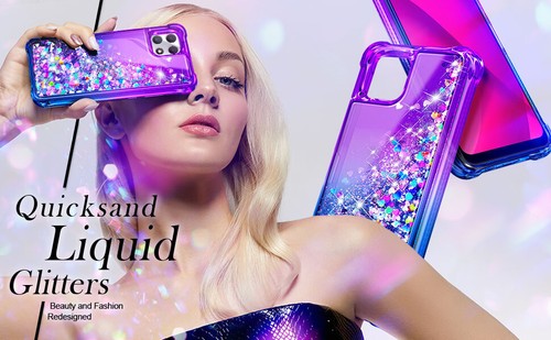 For T-Mobile Revvl 7 / 7 Pro 5G Case Liquid Glitter Phone Cover + Tempered Glass - Picture 53 of 63