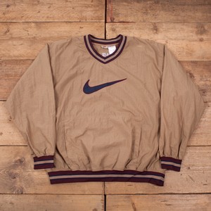 Mens Vintage Nike Air Beige Pullover Swoosh Windbreaker Jacket XL 48