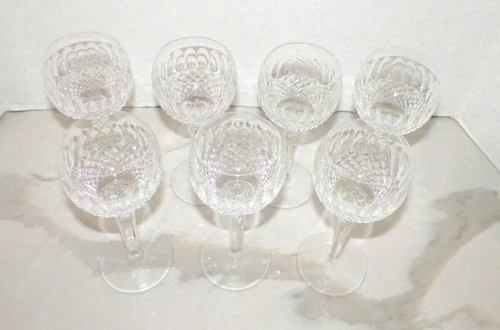 VINTAGE WATERFORD CRYSTAL COLLEEN TALL STEM WINE HOCK SET OF SEVEN (7)