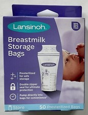 Lansinoh Breast Milk Storage Bags 50 Presterilized Bags  NEW 