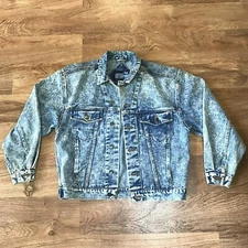 Vintage Canyon River Blues Acid Wash Denim Jean Jacket Mens Size M