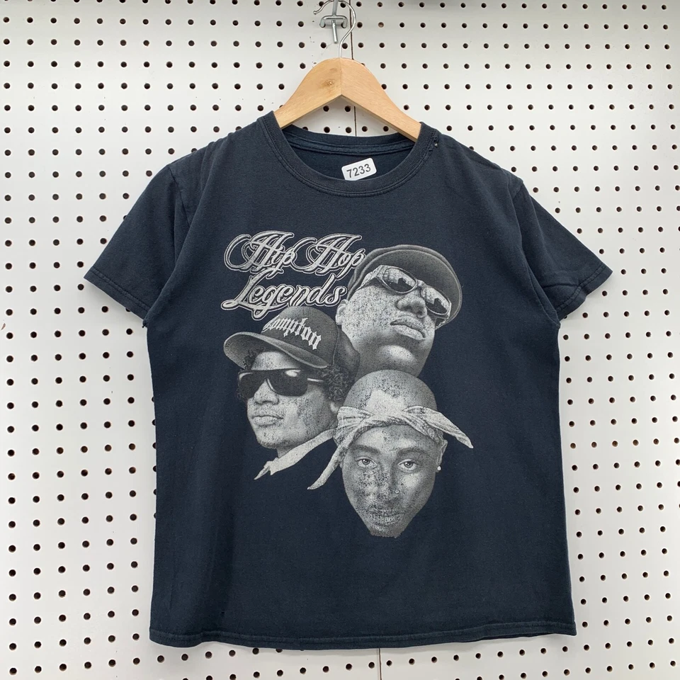 Camiseta de rap vintage negra para mujer pequeña BlackTupac Biggie Hip Hop 18x23 Foto 3 de 4