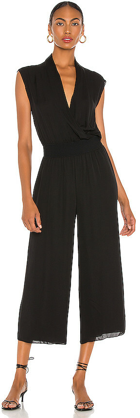 美品 Theory Silk Combo Rib WB Jumpsuit NEW THEORY Silk Jumpsuit,M,Draped Combo,Black,Rib Waist,Wide
