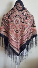 Vintage Large Shawl/Scarf - Paisley with Long...