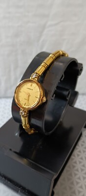 LASSALE By SEIKO Vintage Women's Watch Diamond Gold Tone 1E50-0119