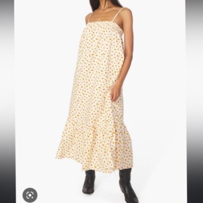 we wore what smocked midi dress WeWoreWhat Smocked COTTON POPLIN MIDI DRESS in Ditsy Daisies Size S