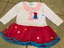 First BIRTHDAY ParTy CAKE POM Pom Ruffle TUTU L/S DRESS 12/18 months