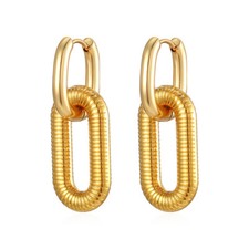 Chunky Chain Link Hoop Earrings for Women Gold or Silver Stainless Steel Ging...