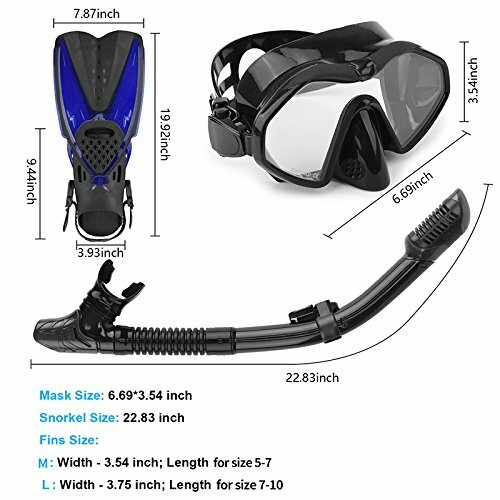 Arkmiido Snorkel Set Full Dry Impact Resistant Temp Glass Snorkel 4.5-8.5 S/M - Picture 5 of 5