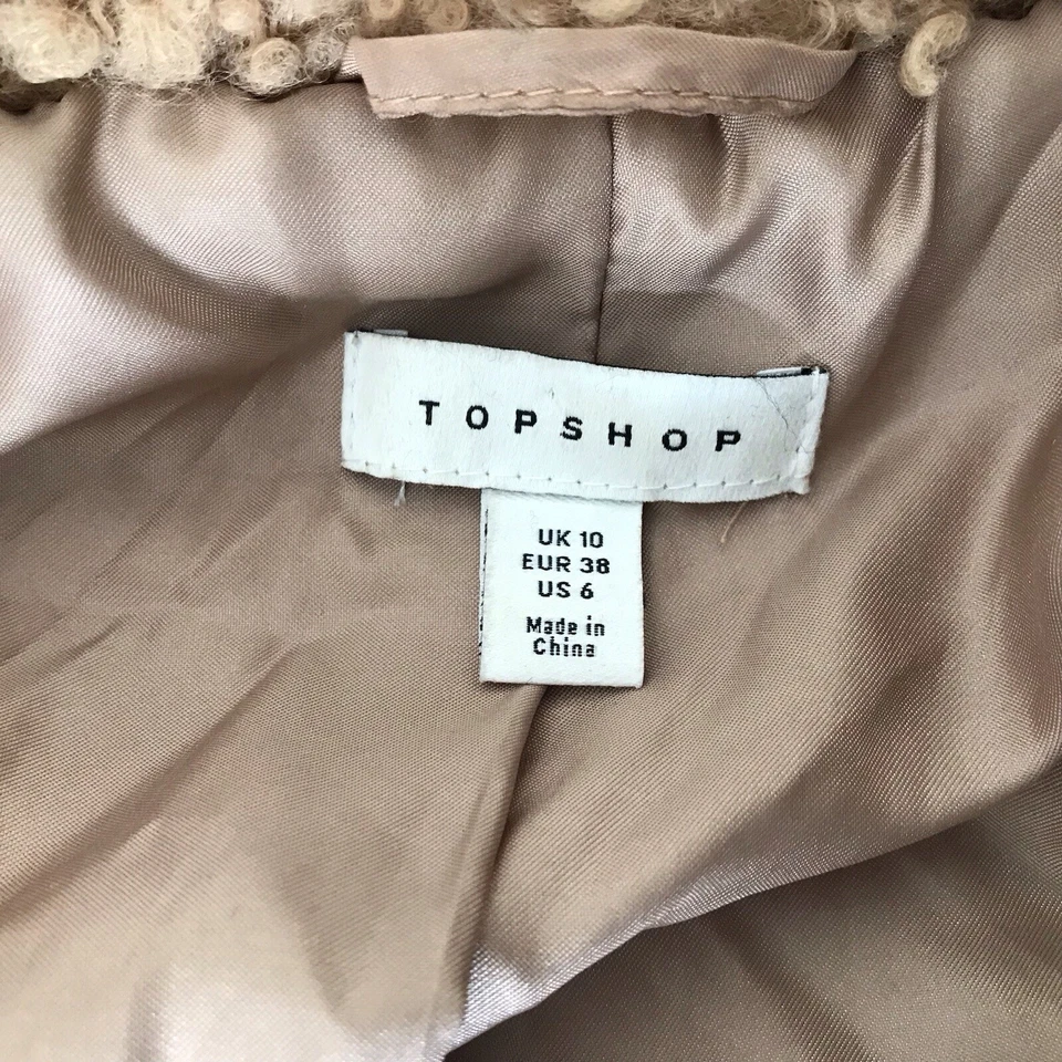 Abrigo Sherpa Top Shop Para Mujer Corto Piel Sintética Doble Pecho Suave Difuso Bronceado EE. UU. 6 Foto 3 de 4