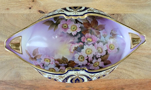 Noritake Footed Bowl, Hand Painted with Flowers, Made in Japan, 13” - Picture 2 of 9
