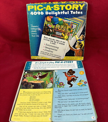 1956 PIC-A-STORY 4096 Delightful Tales Red Farm Studio 24pc Card Set Vintage