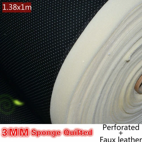 Vinyl Faux Leather Fabric Perforated Sponge Quilted Car Upholstery Materials Sew - Picture 5 of 33