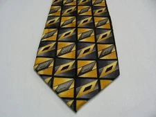 BERGAMO NEW YORK - GEOMETRIC PATTERNED - HAND MADE PURE SILK NECK TIE!