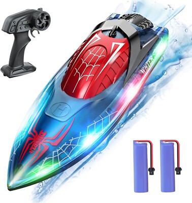 DEERC RC Spider Boot mit LED Licht für Kinder, 2,4Ghz Vollproportional Fernbedienung