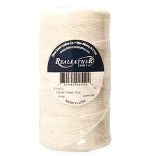 Waxed Thread White Polyester Realeather BTH4 03 270 Yards 4 ounce 