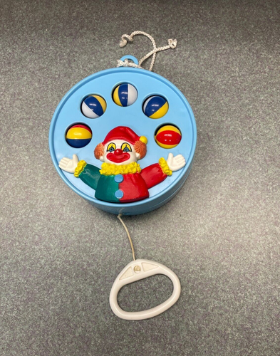 Vintage Desco Plastic Clown & Balloons Musical Pull Toy Baby Crib Infant Circus