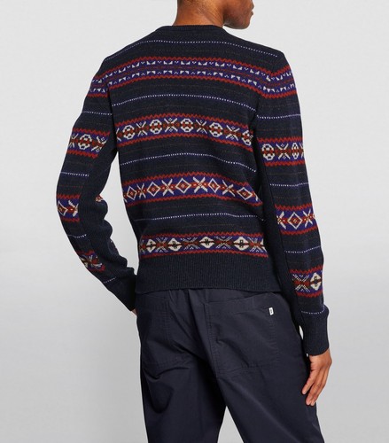 Rag & Bone Mens Multicoloured Blue Striped Wool Fair Isle Jumper Size Small £275 - Picture 3 of 11