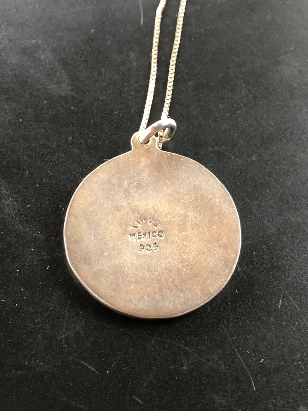 Round Mayan Aztec Calendar Coin Silver 925 Necklace W Gem